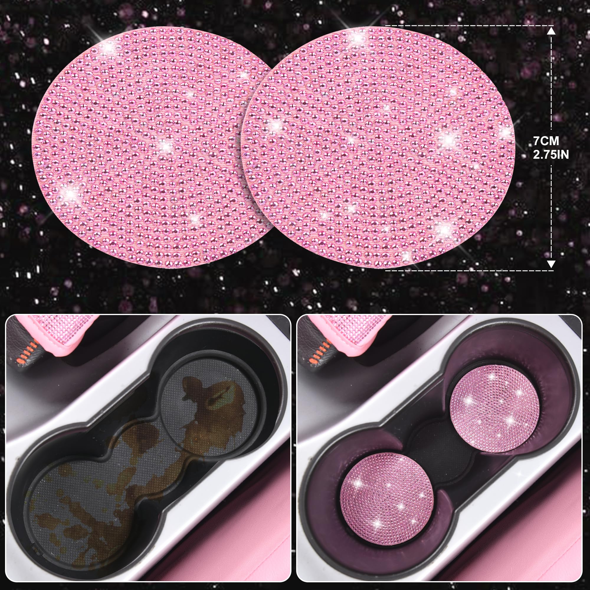 CAR PASS shift knob cover highlighting rhinestone accent and easy fit.