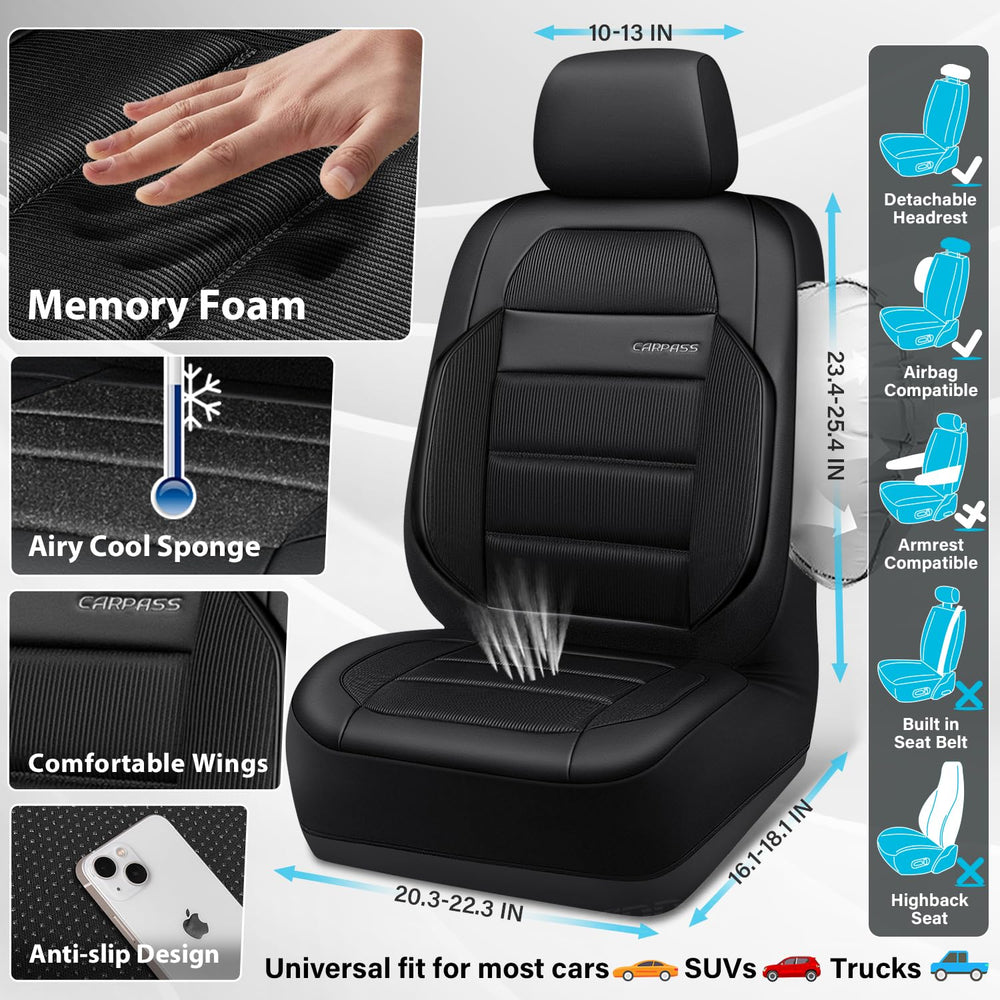 CAR PASS side airbag stitch detail demonstrating airbag compatibility and safety