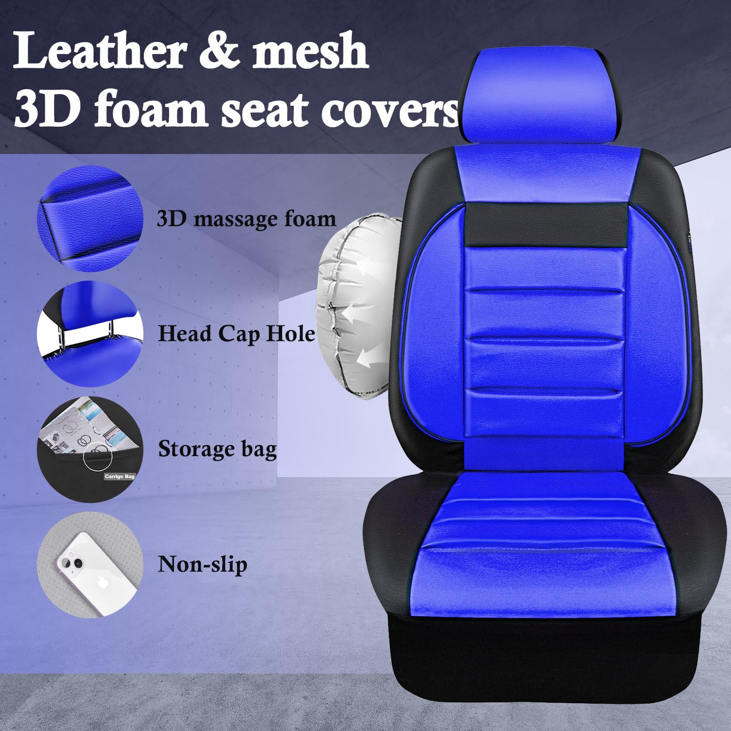 CAR PASS side stitching detail demonstrating airbag compatibility