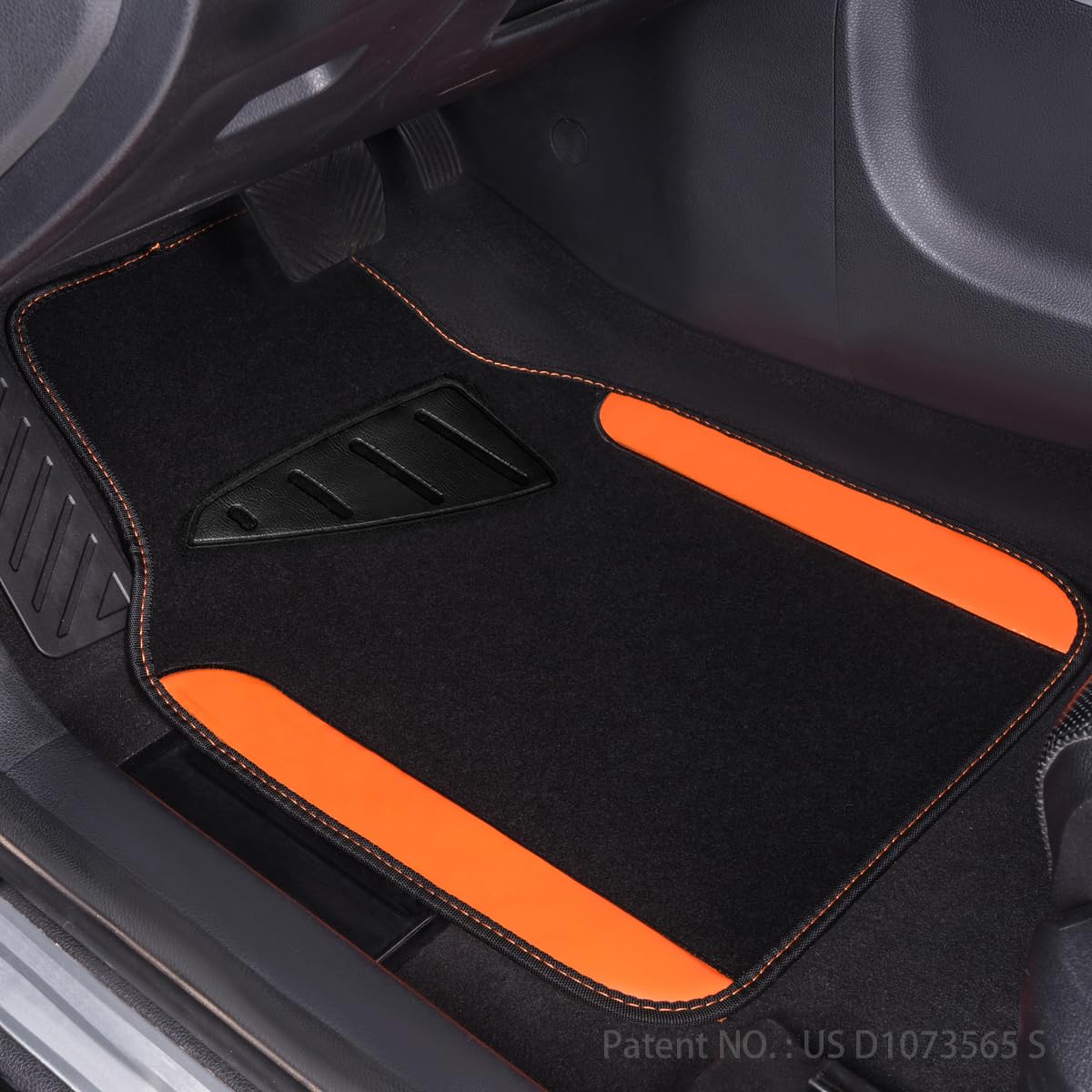 CAR PASS mat next to ruler showing universal fit sizing and easy installation benefit