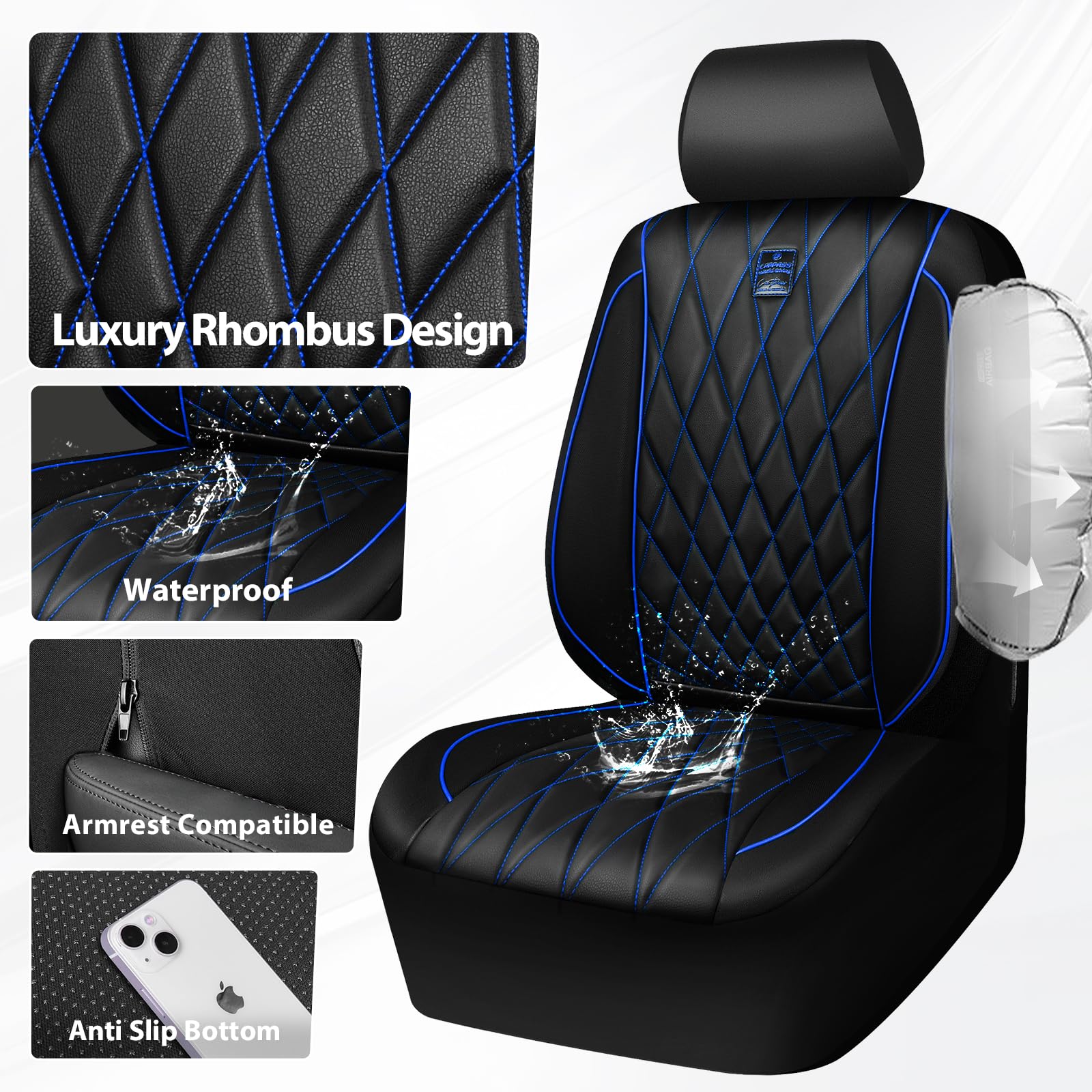 CAR PASS seat cover next to measuring tape showing universal fit