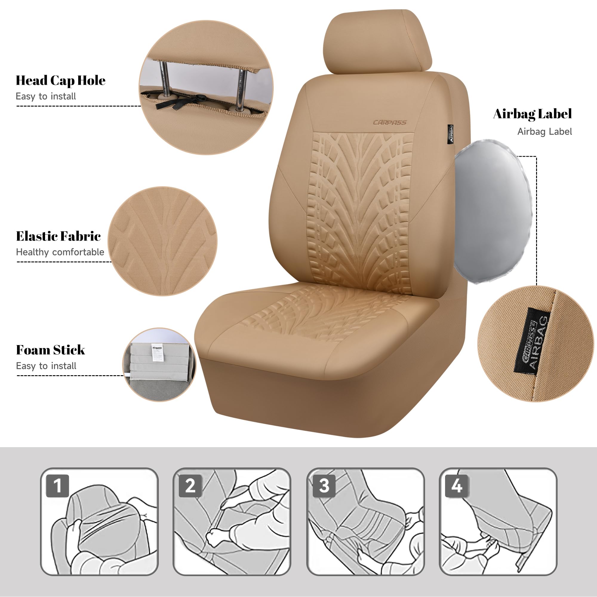 CAR PASS tyre-embossed fabric close-up showing texture and breathable comfort