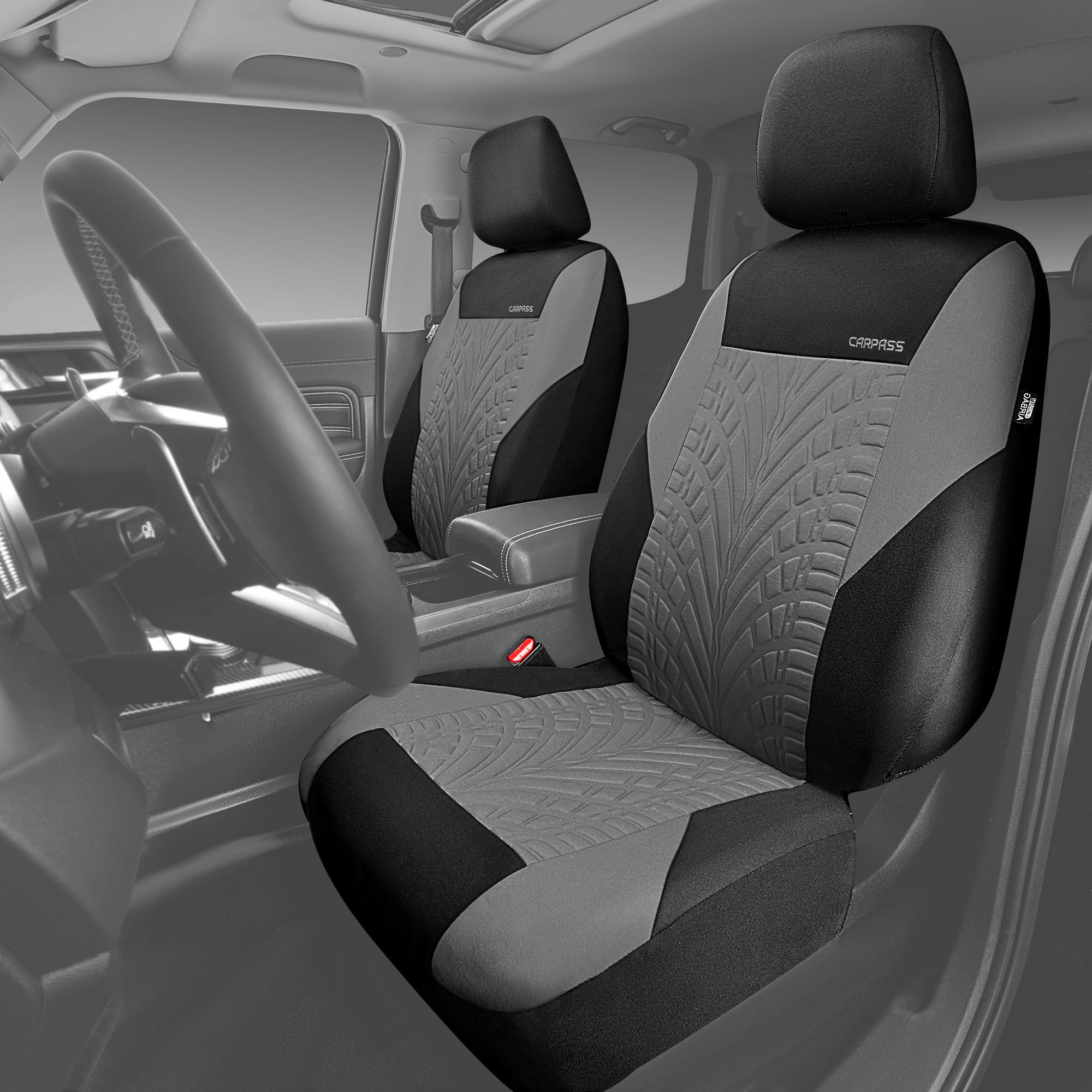 CAR PASS tyre-print close-up texture highlighting breathable fabric