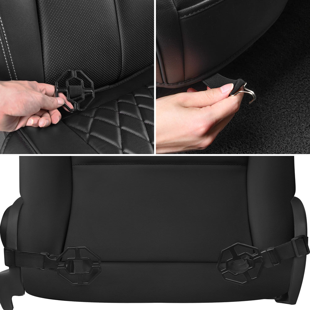 CAR PASS under-seat hook engaged showing secure anti-slip installation