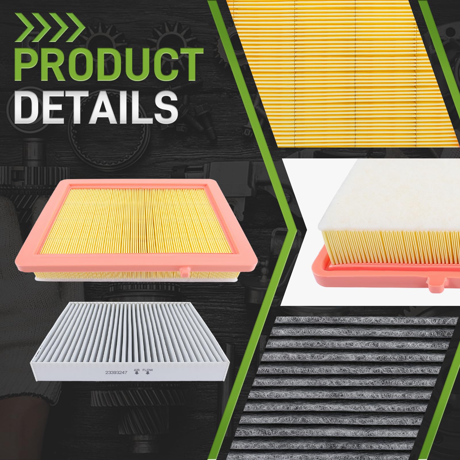 CARBBIA engine filter pleats close-up illustrating high surface area for reliable airflow