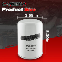 CARBBIA filter media close-up highlighting PF-3001 filtration surface for cleaner fuel