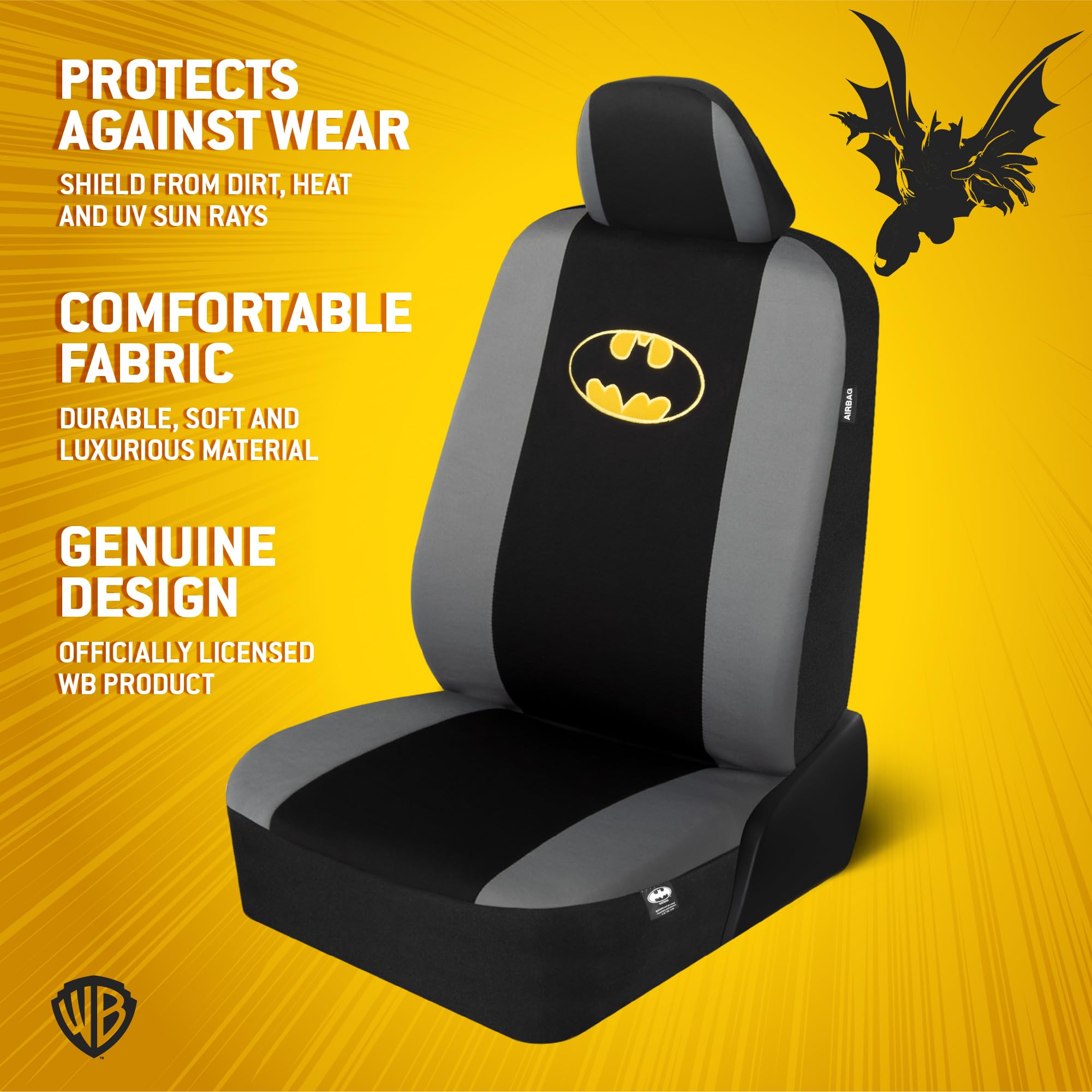 Carbella Batman rear bench cover laid flat to show full coverage benefit