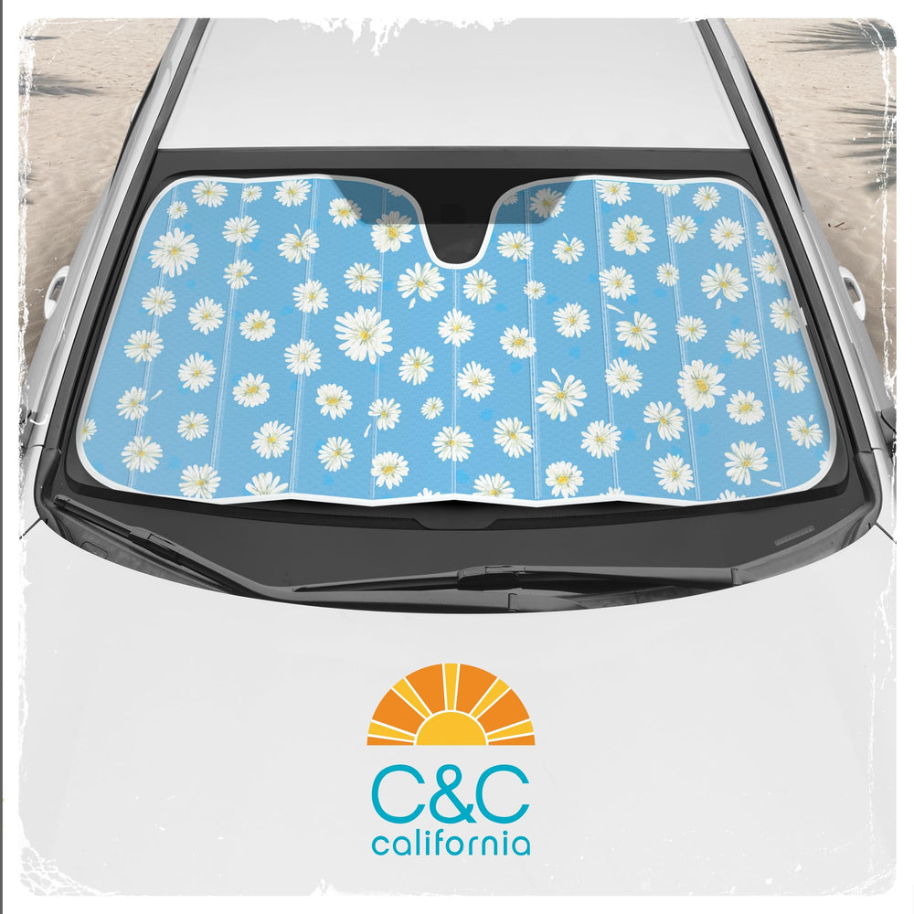 Carbella blue daisy lifestyle parked car showing cooler interior benefit