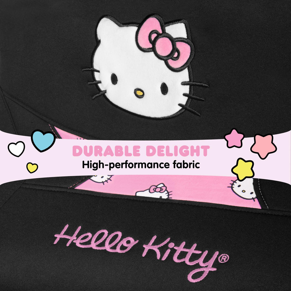 Carbella Hello Kitty logo detail highlighting licensed Sanrio design benefit