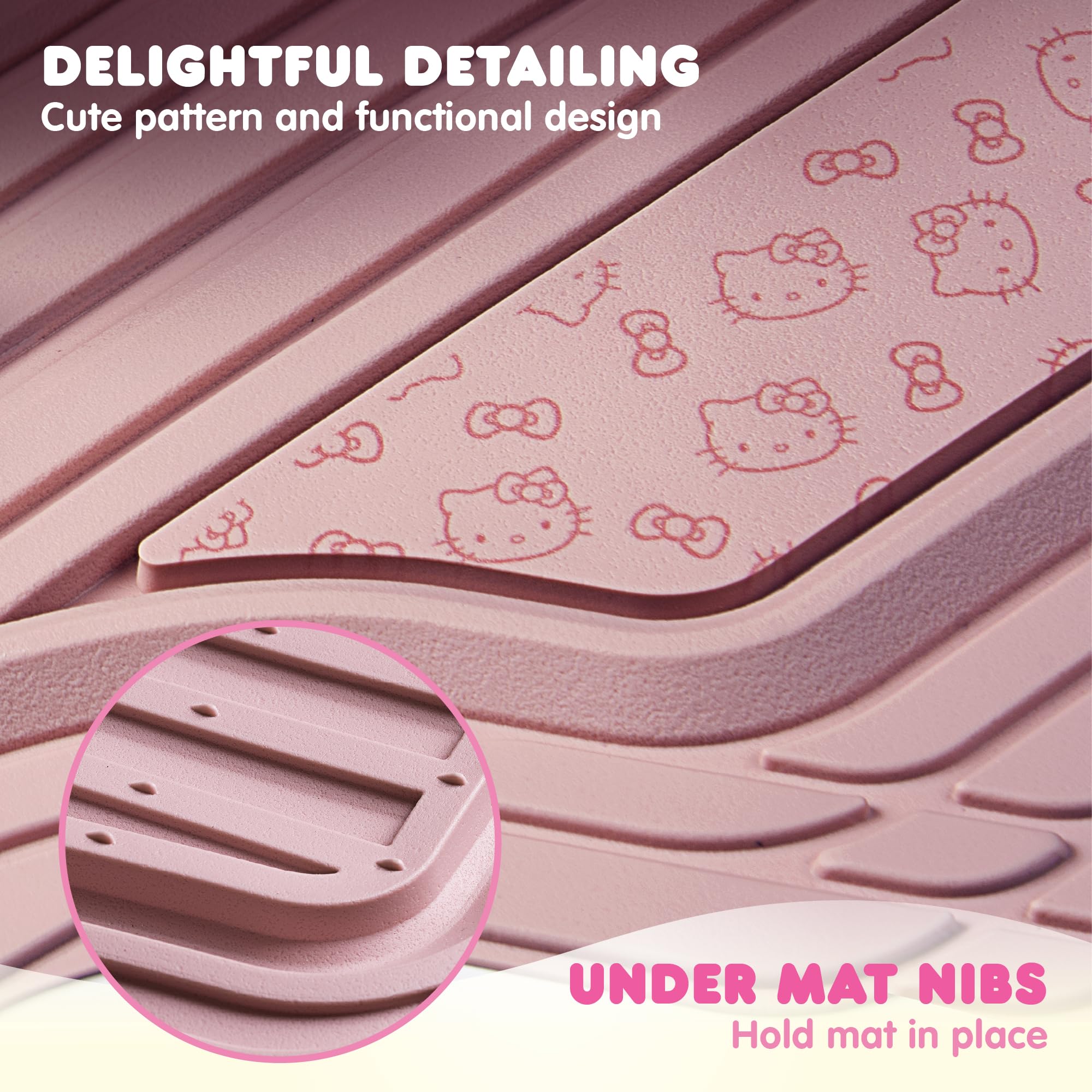 Carbella Hello Kitty installed on driver side demonstrating scale and pedal clearance