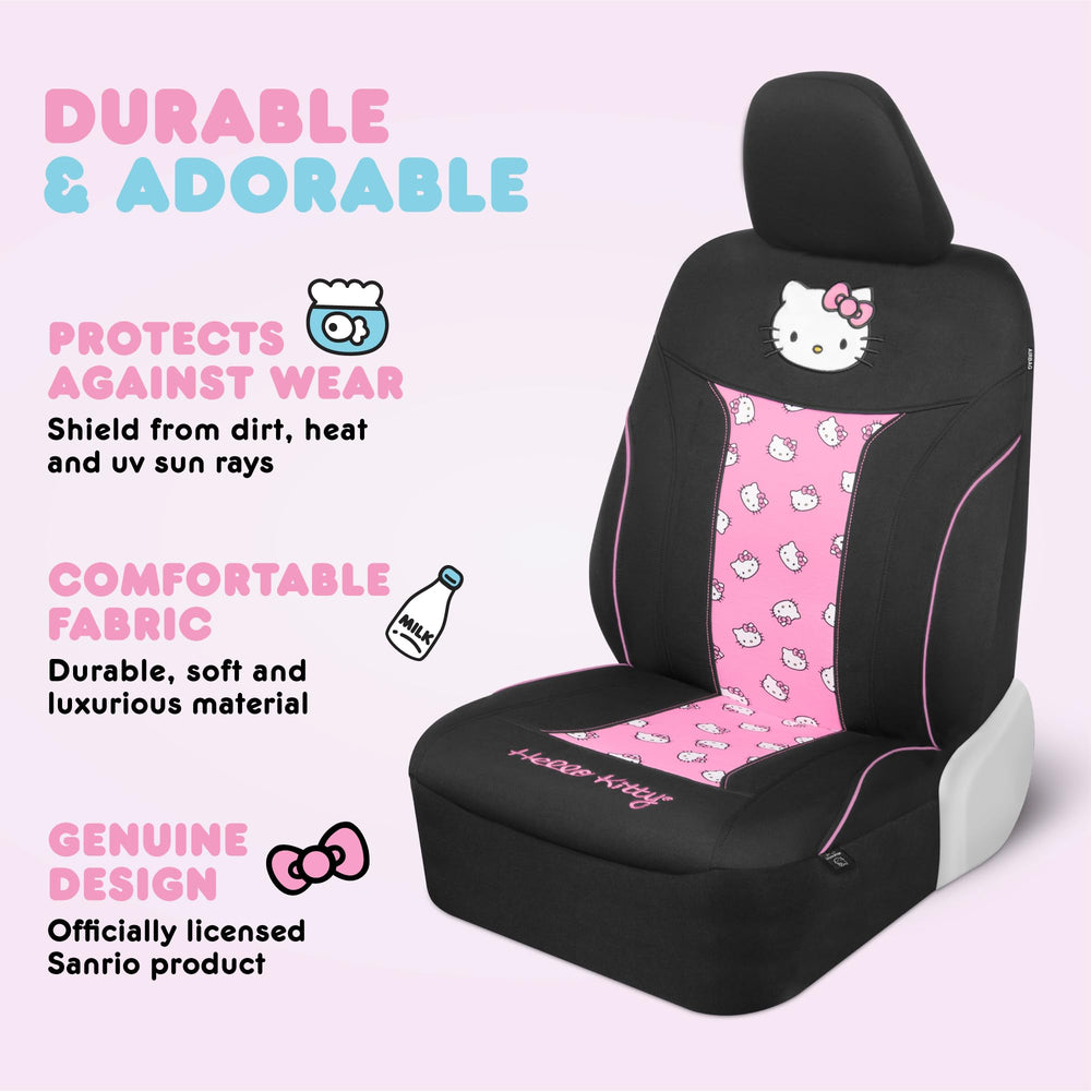 Carbella Hello Kitty installed on driver seat showing easy fit and comfort