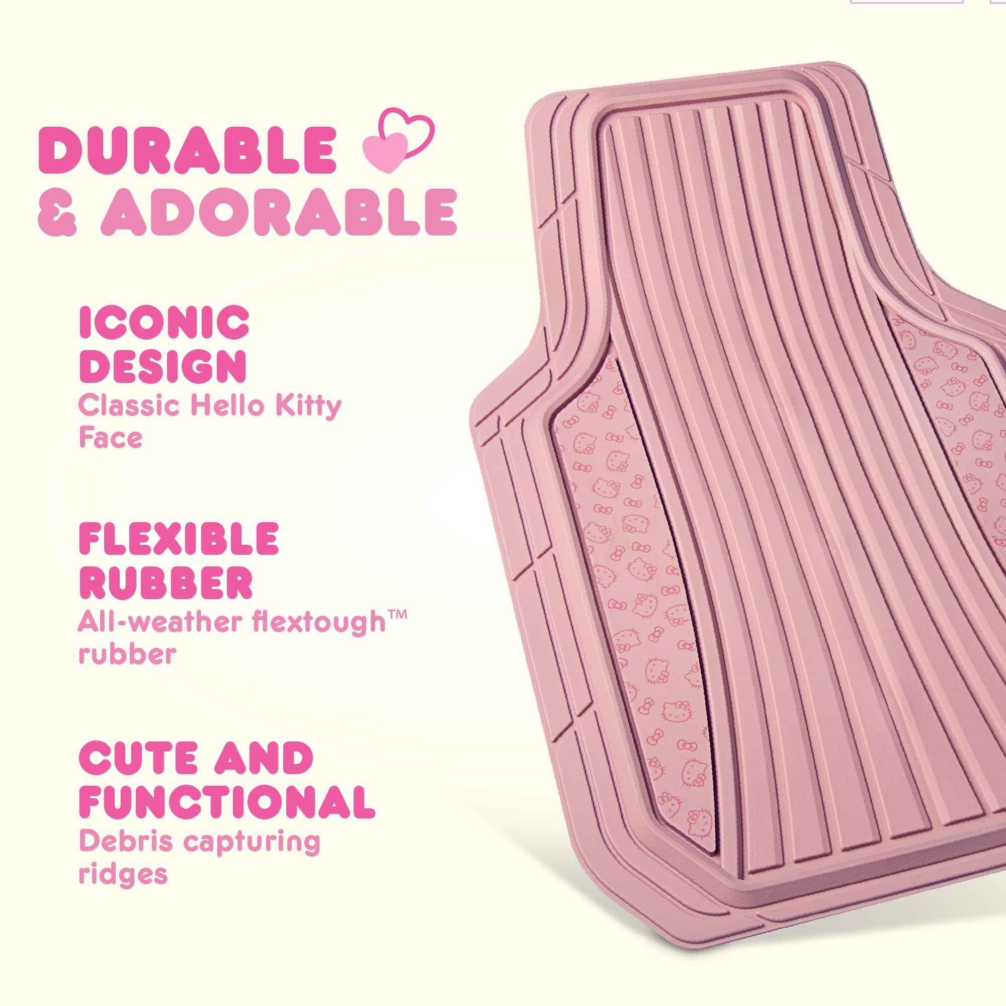 Carbella Hello Kitty rear mats in back seat offering full-cabin protection and style