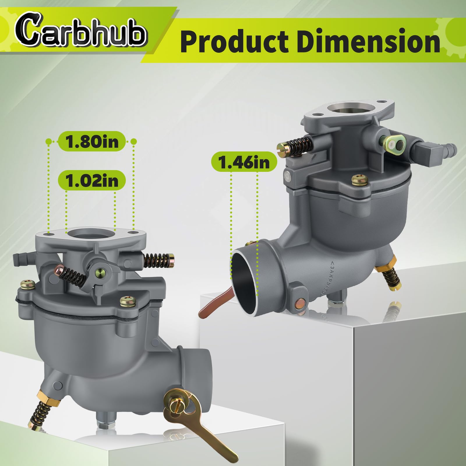 Carbhub carburetor side profile illustrating compact design for tight engine bays