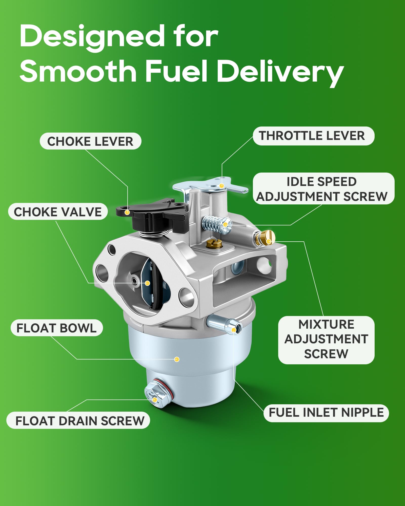 Carbhub carburetor throttle linkage detail enabling smooth throttle response and control