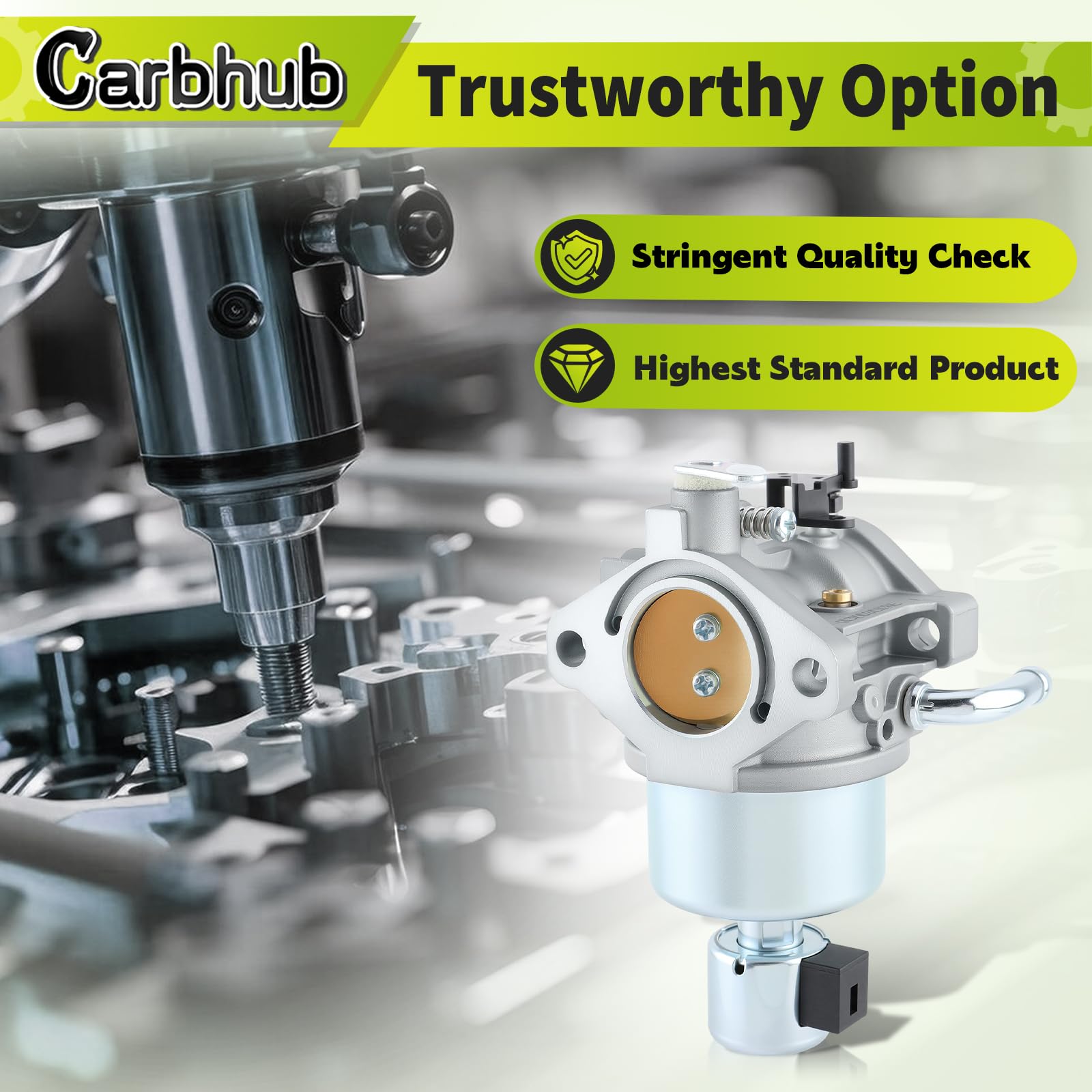 Carbhub shown next to a spark plug for scale to confirm correct part size