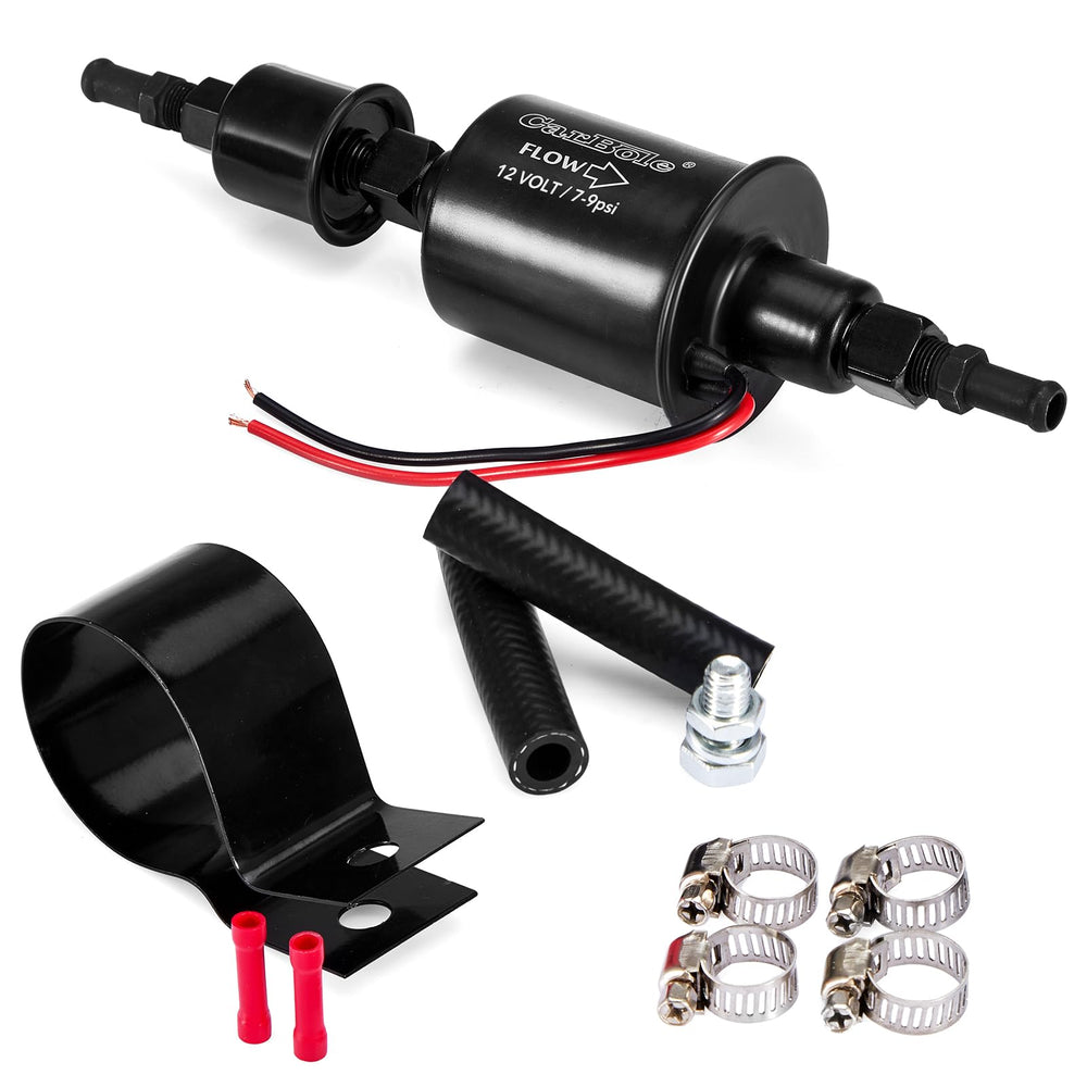 CarBole front view external fuel pump showing compact housing and mount for quick replacement