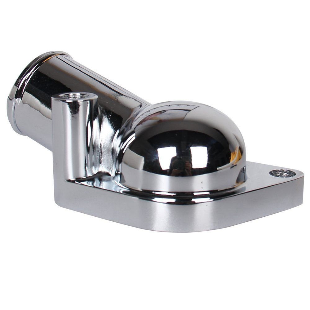CarBole thermostat housing side angle showing 21-degree outlet and better hose routing benefit