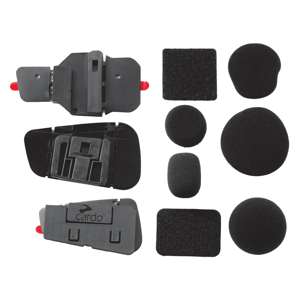 Cardo refresh kit installed on helmet demonstrating secure fit and restored audio performance