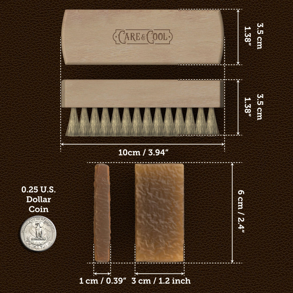 Care & Cool macro of brush lifting nap to revive suede texture