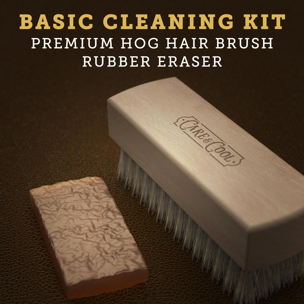 Care & Cool soft hog hair brush detail lifts nap and refreshes texture