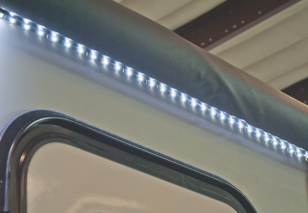 CAREFREE LED strip next to ruler showing trim-to-fit length flexibility