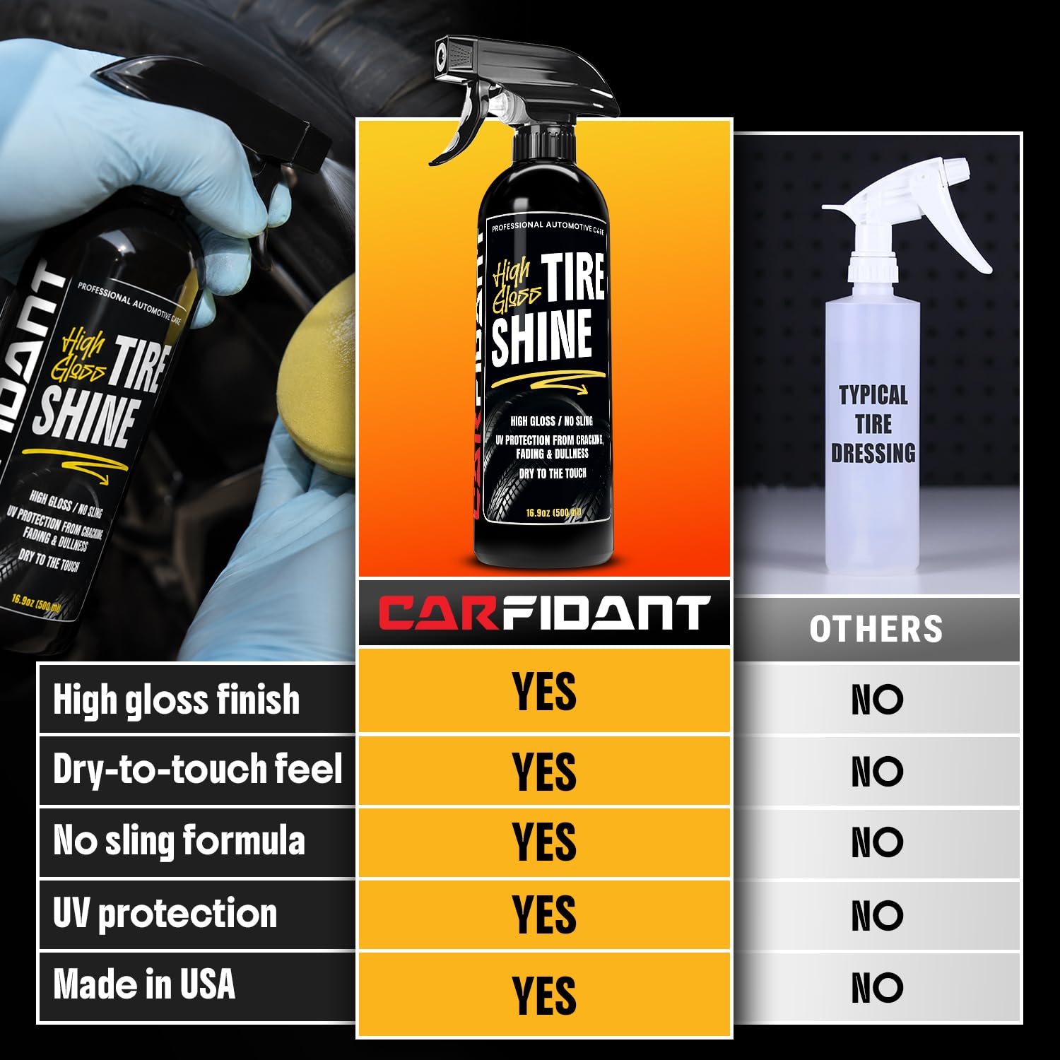 Carfidant on vinyl trim showing restored dark finish and protection