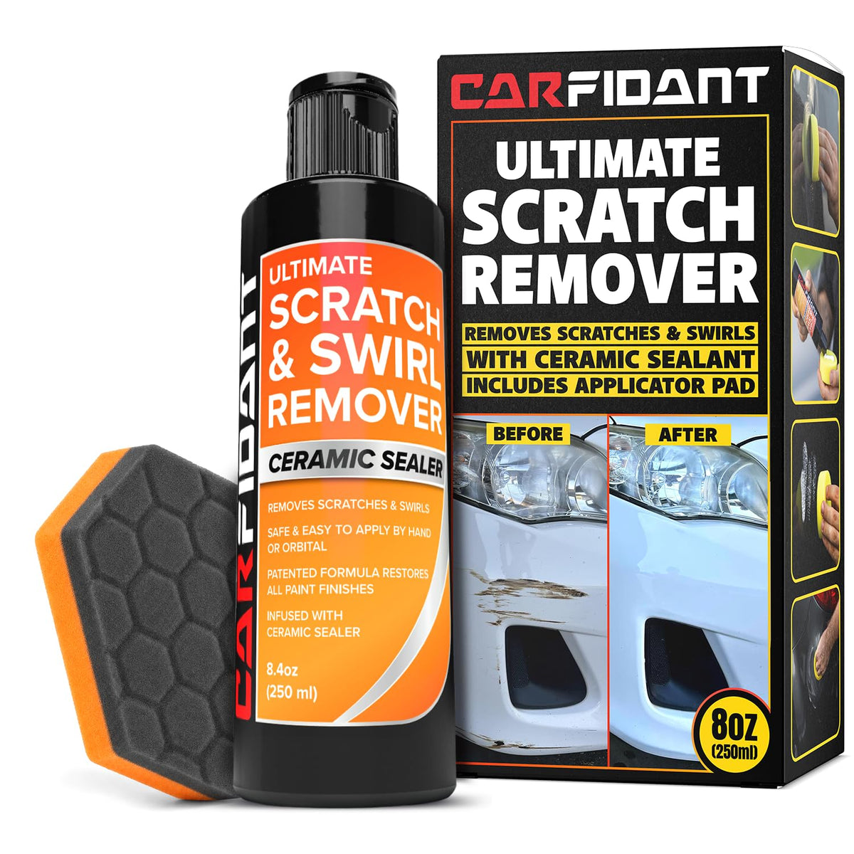 Carfidant front bottle showing product and clear labeling for easy identification