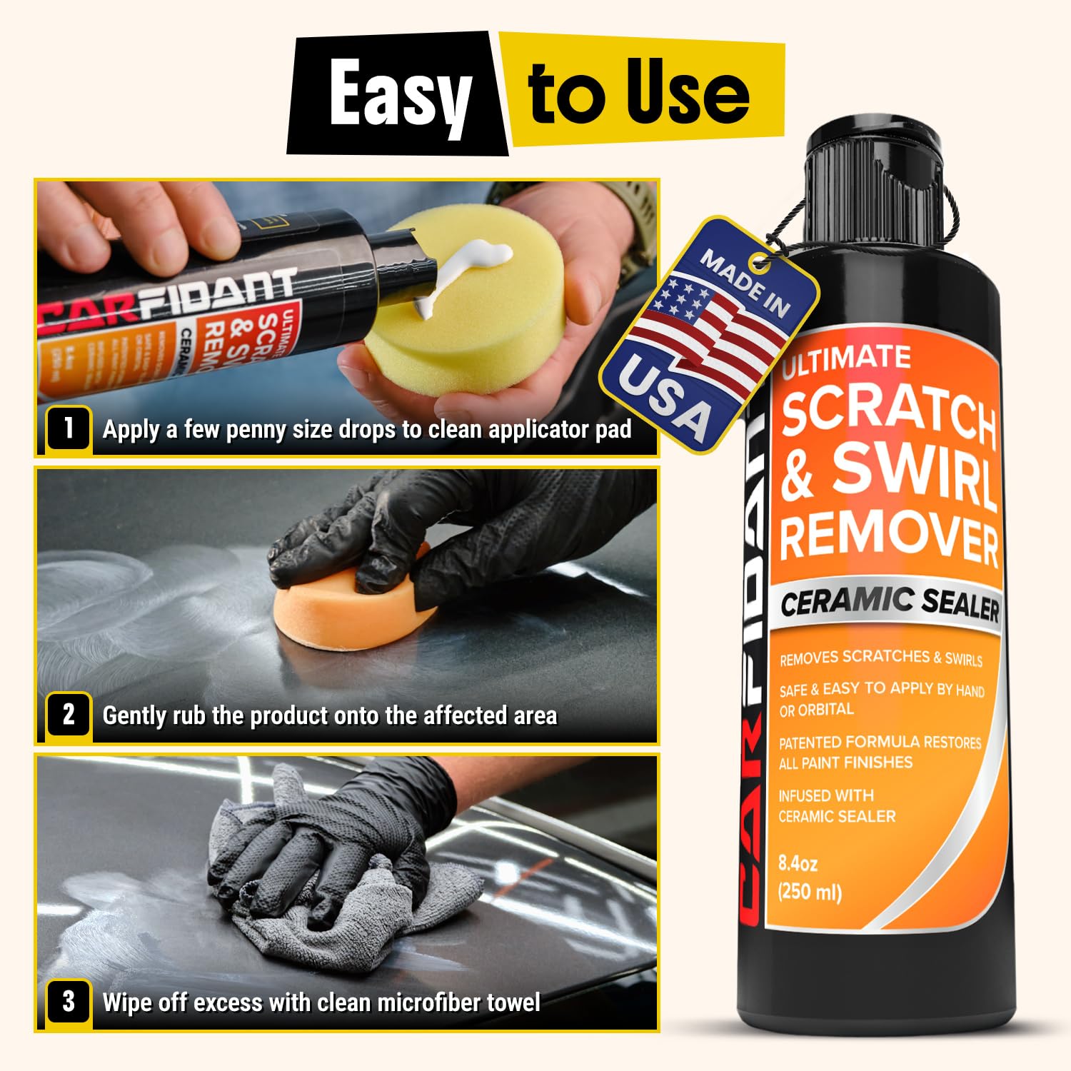 Shiny car finish using Carfidant in a driveway lifestyle scene
