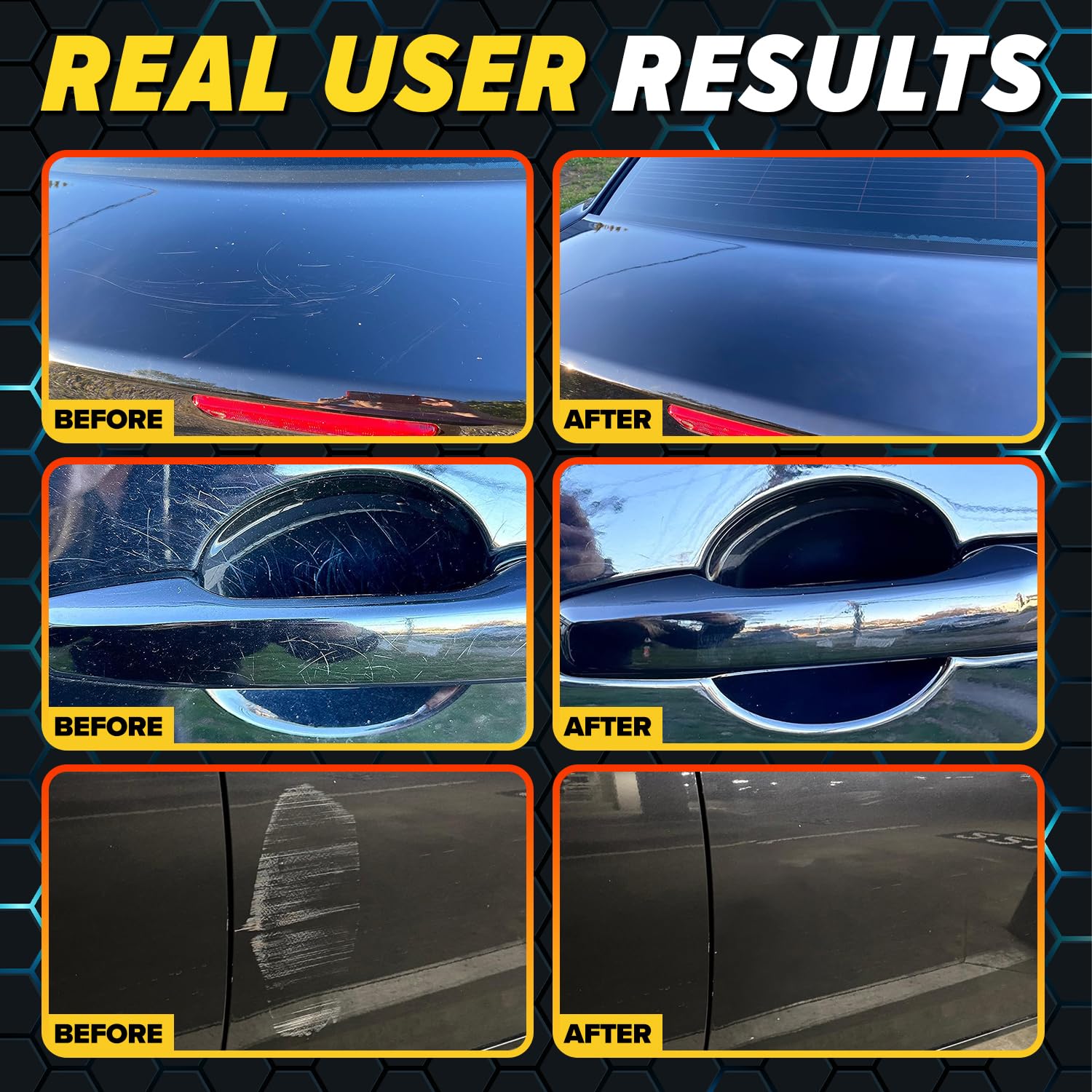 Carfidant applied to vehicle half-panel showing before-and-after gloss improvement
