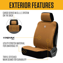 Carhartt nylon 500D fabric close-up showing texture and durable water-repellent benefit