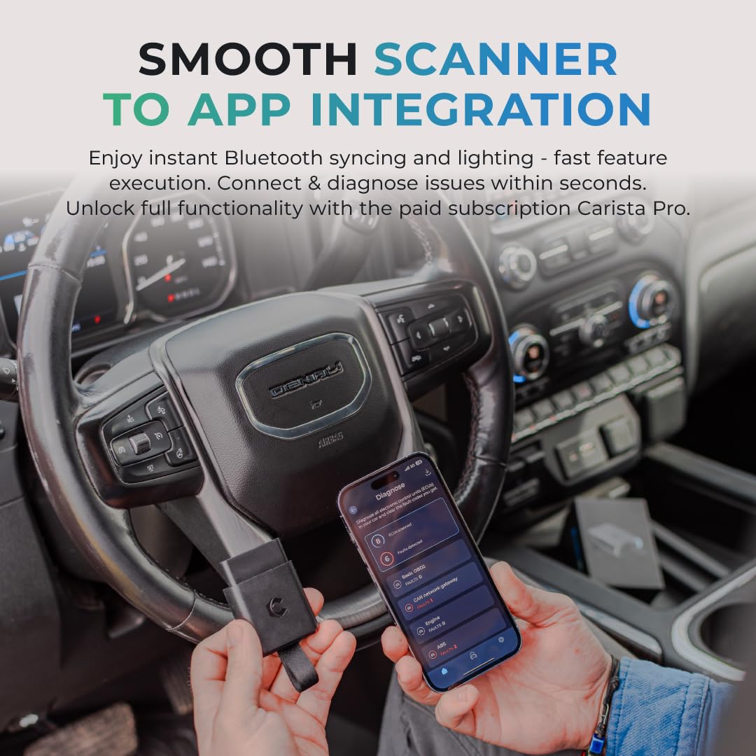 Carista EVO held in hand to show size and easy storage benefit