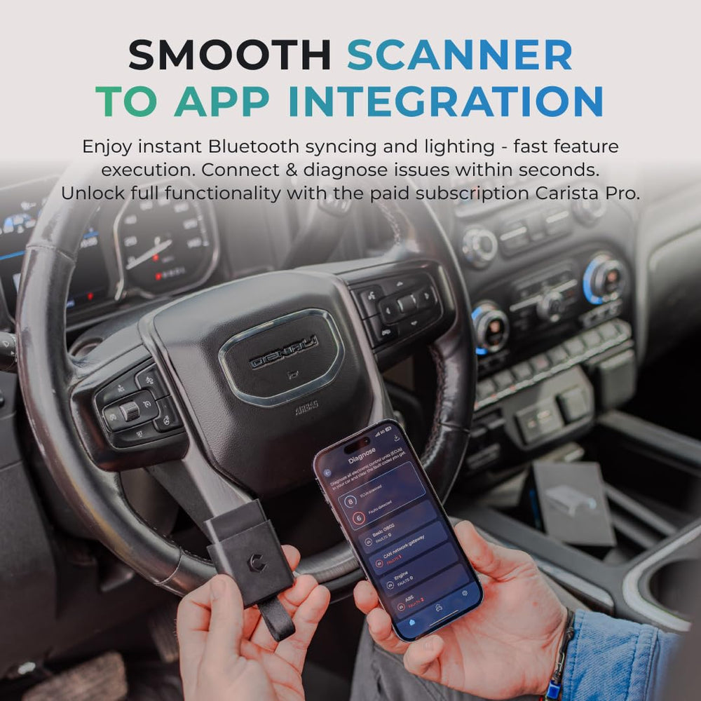 Carista EVO held in hand to show size and easy storage benefit