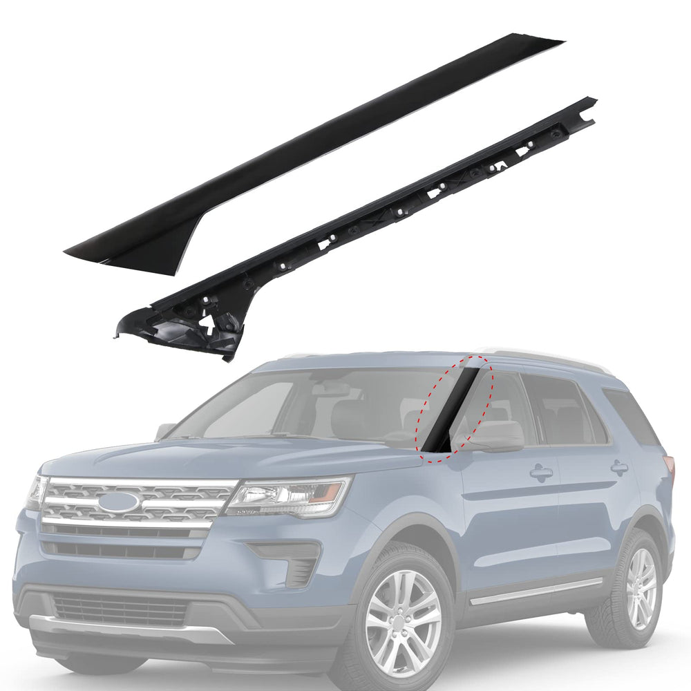 CARMOCAR front view of A-pillar molding showing exact fit and gloss finish