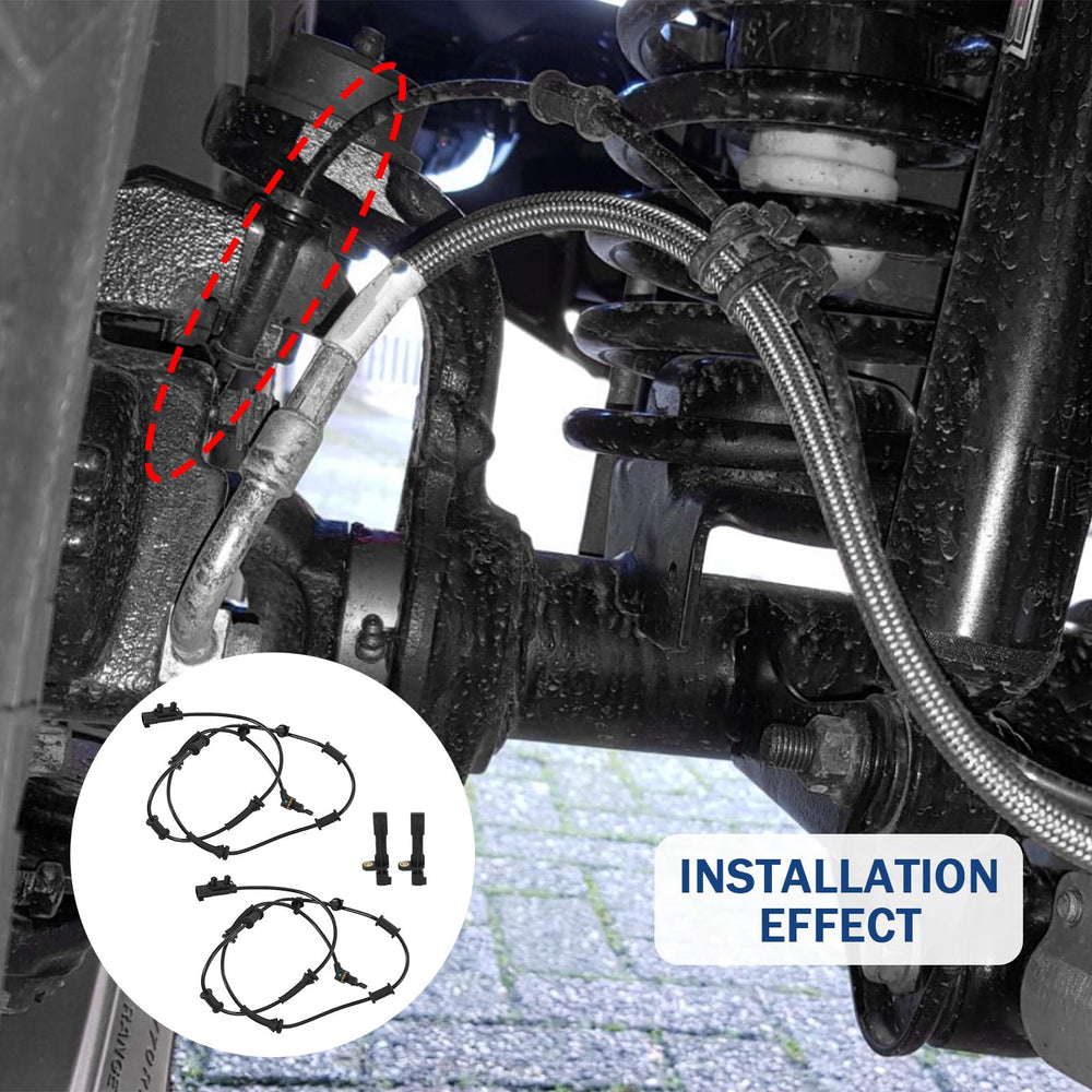 CARMOCAR sensors mounted on Jeep rear hub illustrating correct positioning and fit