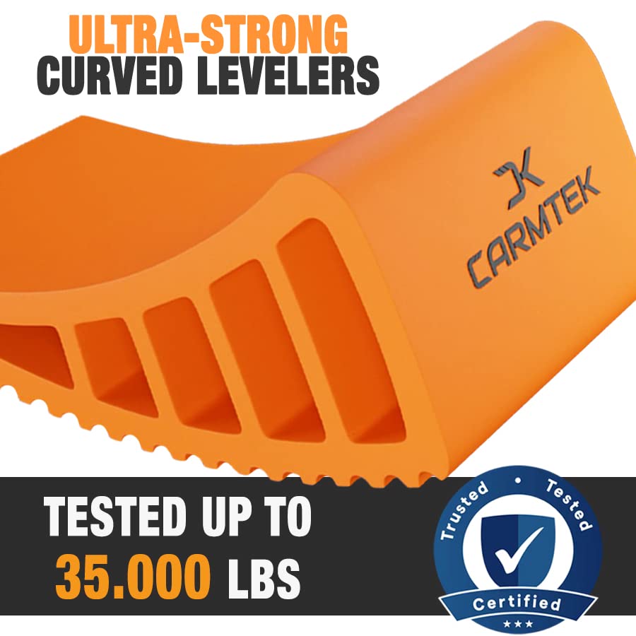CARMTEK product label and specs highlighting weight capacity and tire fit