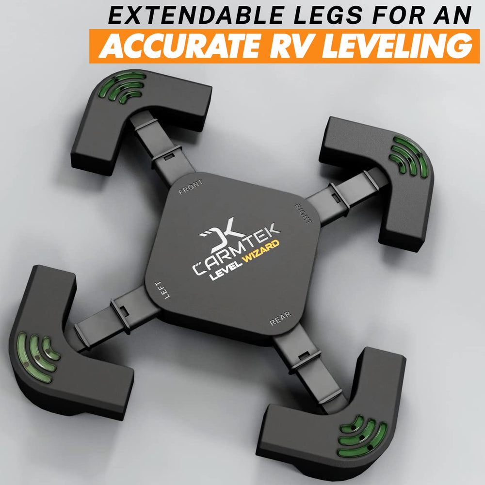 CARMTEK Level Wizard extended legs detail illustrating greater stability and precision