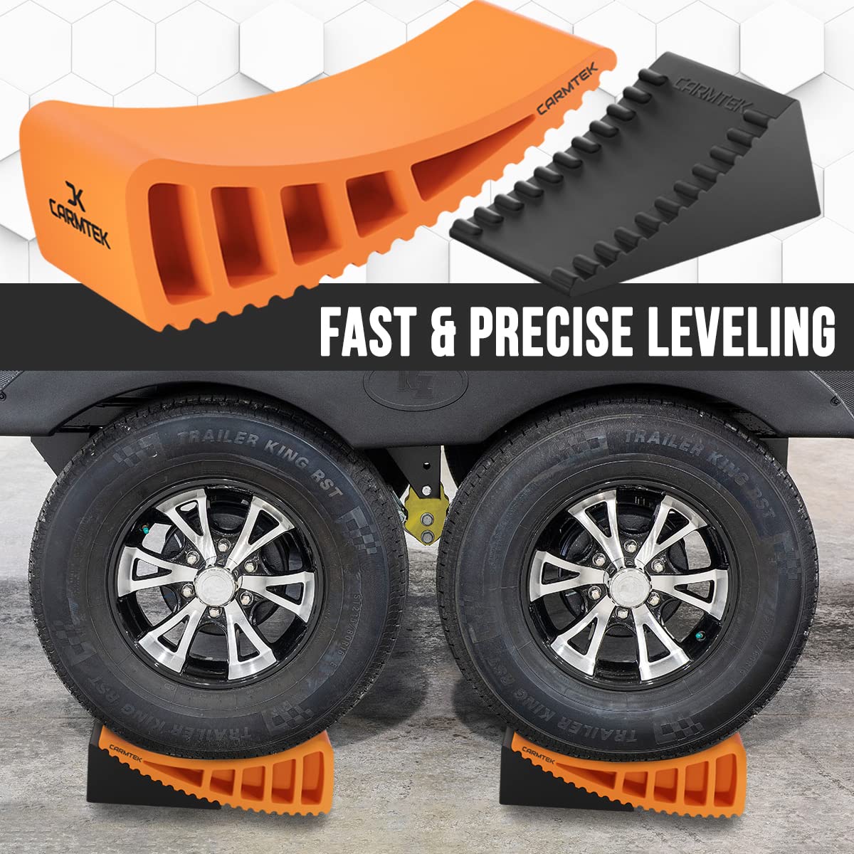 CARMTEK leveler held in hand showing compact size and easy handling