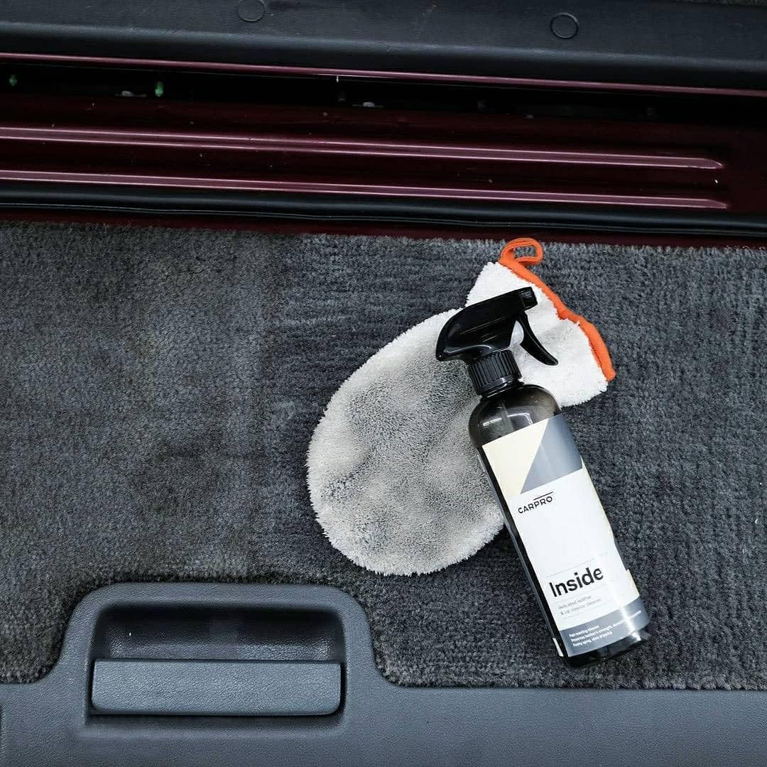 CARPRO inside applied diluted to Alcantara, safely lifts dirt without damage