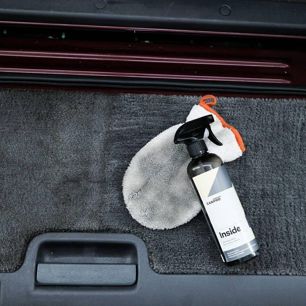 CARPRO inside applied diluted to Alcantara, safely lifts dirt without damage