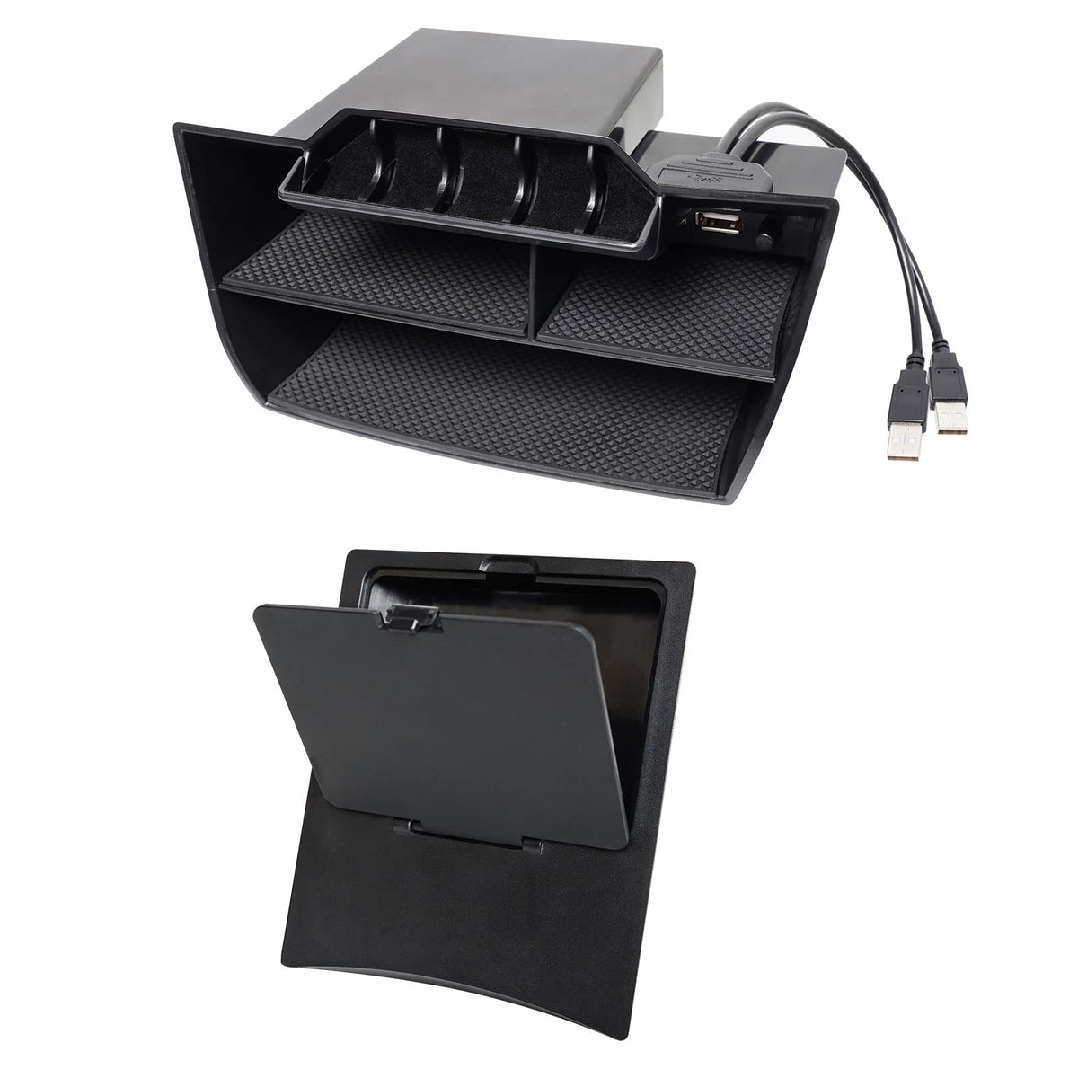 CarQiWireless front view of console organizer showing neat fit and improved organization