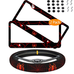 Carrefit red spider web license plate frame front view showing bold design and instant style