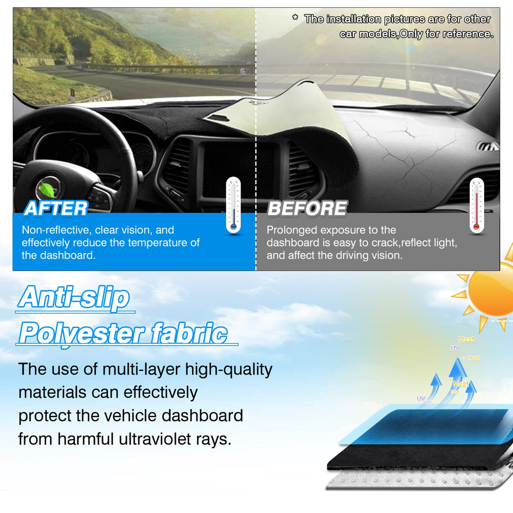 CARTIST installed dash cover on passenger side protecting dashboard from sun damage