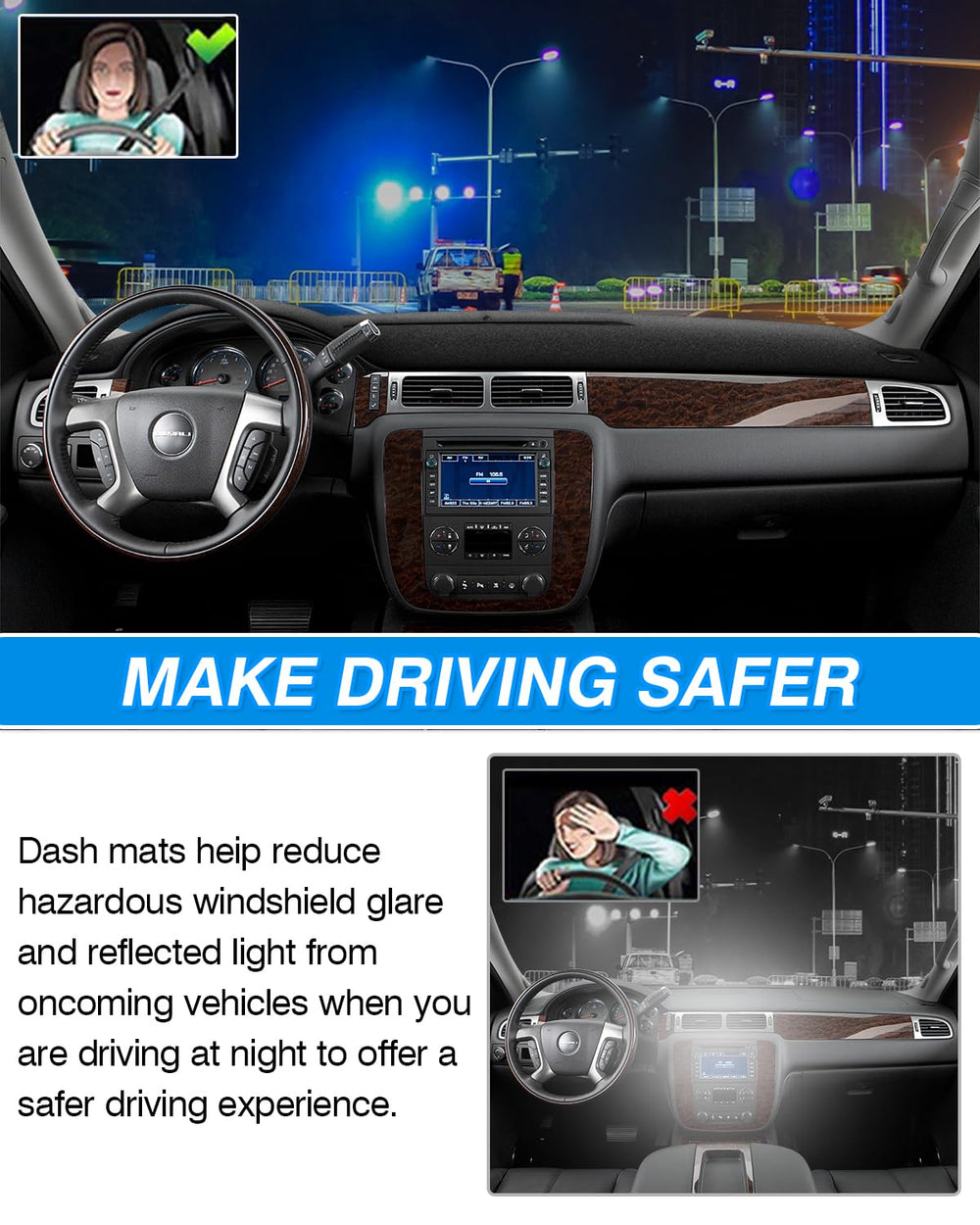 CARTIST dash cover in parked truck lifestyle shot protecting dash from sun
