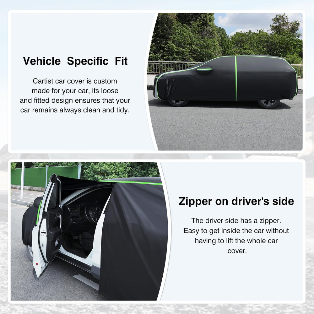 CARTIST elastic hem and wheel buckles secure cover in wind