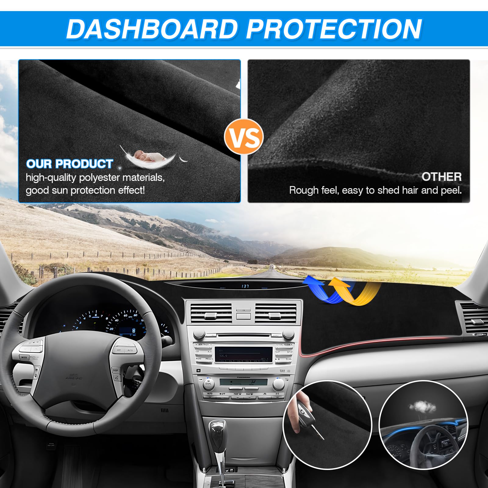 CARTIST hand shows size and precise fit on Camry dash