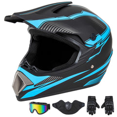 CARTMAN front view matte black blue helmet showing full-face protection and stylish look