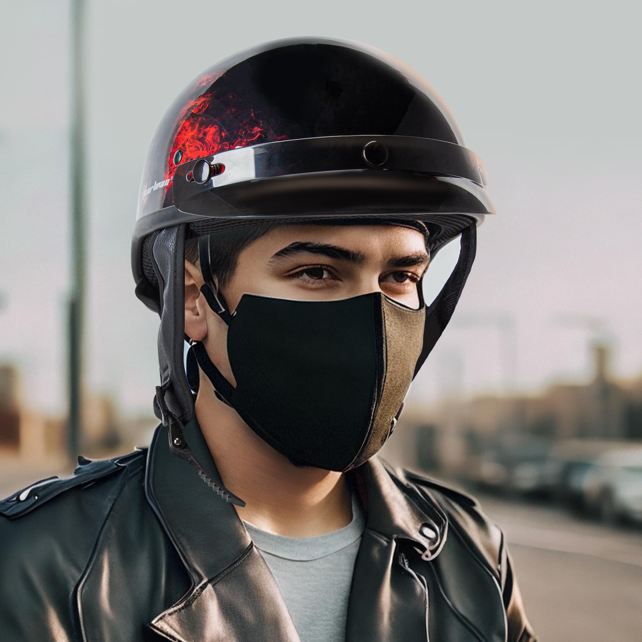 CARTMAN helmet worn by model showing medium fit and realistic scale for sizing reference
