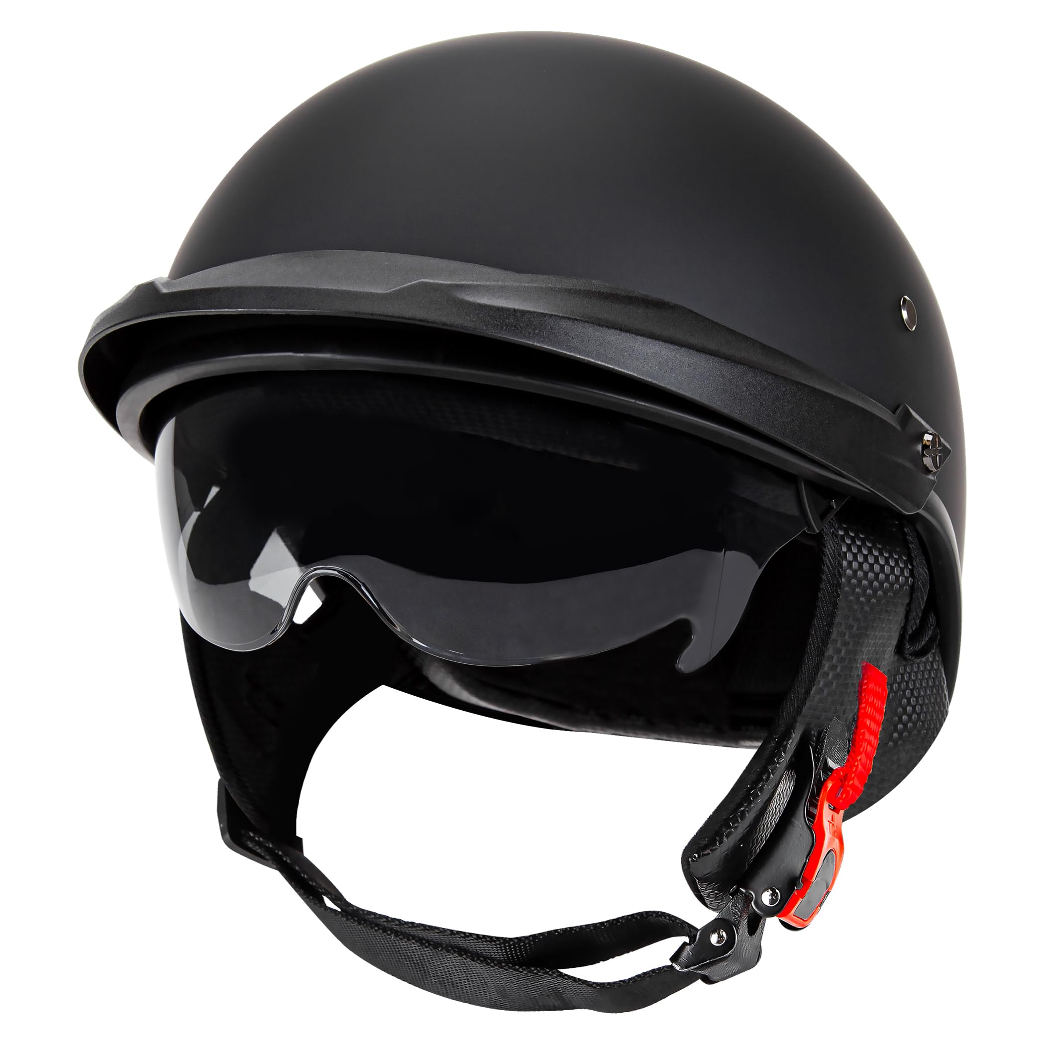 CARTMAN helmet front view showing matte black finish and DOT badge, stylish protection