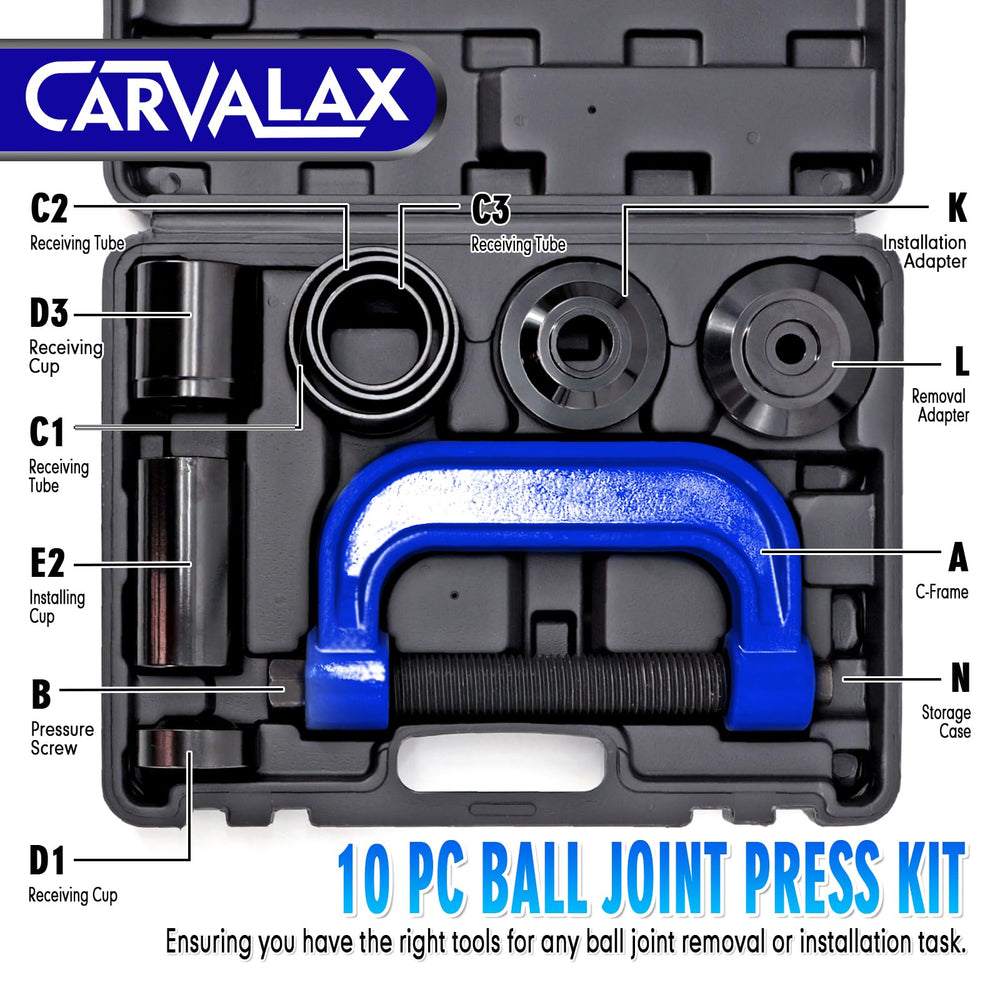 CARVALAX close-up of 9-inch C-frame press showing sturdy build and durability