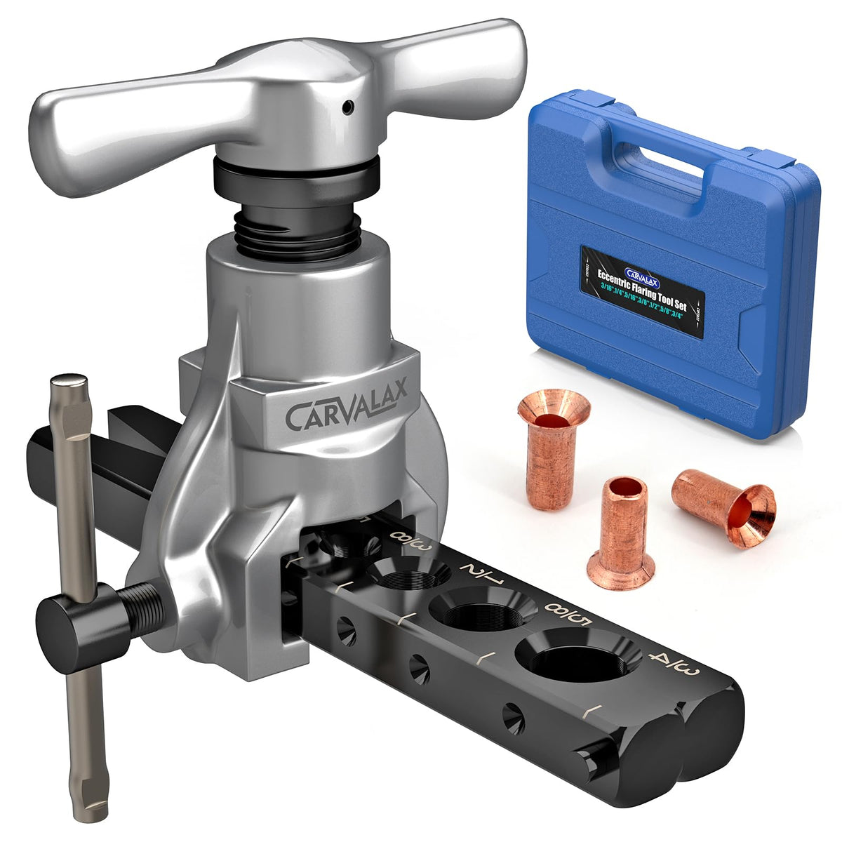 CARVALAX front view of complete flaring tool kit showing organized components and portability benefit
